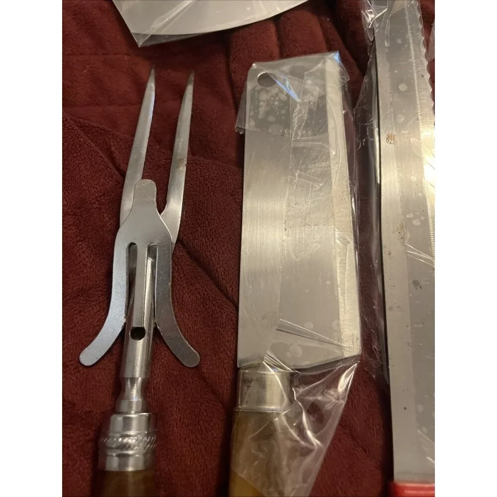 Vintage Kitchen Knife/misc.  Lot of 9 Wood & Plastic Handles , Fork, Chop, Slice